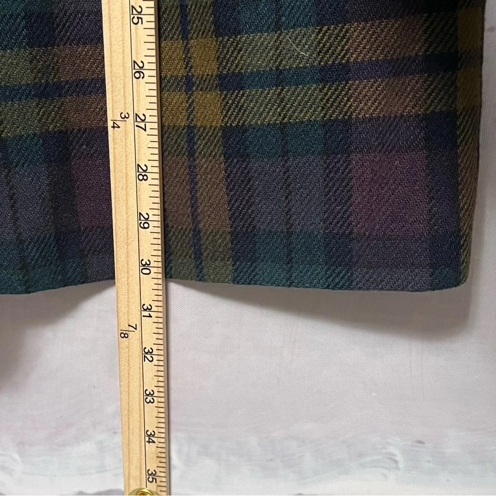 Vtg Requirements Wool Blend Blazer Womens Sz 16 Purple Green Tartan Plaid Jacket - Picture 15 of 16